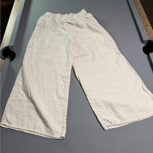Sigrid Olsen khaki cream beige Linen Trousers